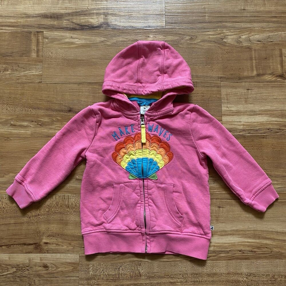Frugi Toddler Girl 2-3 Switch Carbis Pink Organic Cotton Hoodie Jacket Seashell